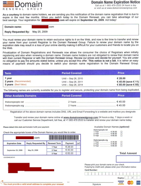 domain renewal group letter