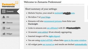 Zemanta preferences screen