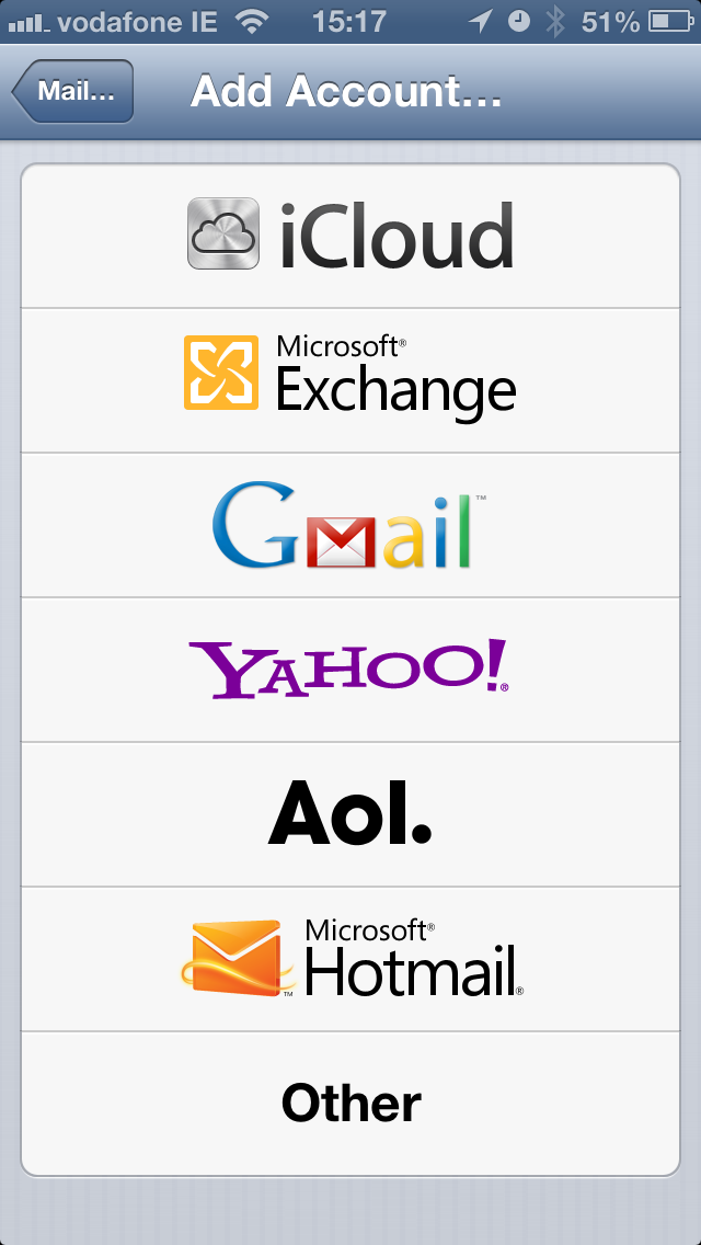 iPhone Add Microsoft Exchange account