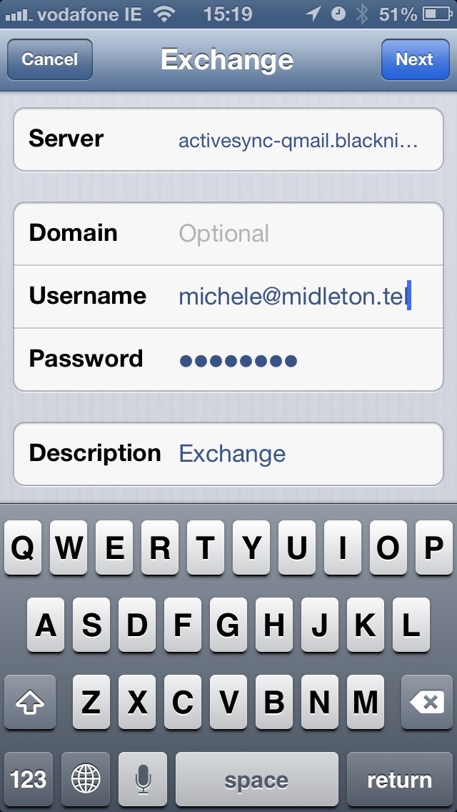 email settings on iPhone for push email
