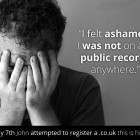 John felt ashamed he couldn't register a .co.uk